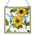 For Style 20 X 20 Inches Stained Glass Hanging Window Panel with Chain Elegant Home Decor