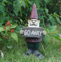 Gnome Holds Go Away Sign Statue