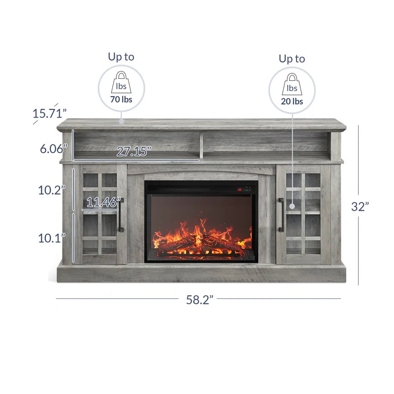 Kehaulani 65" Media Console TV Stands with Electric Fireplace