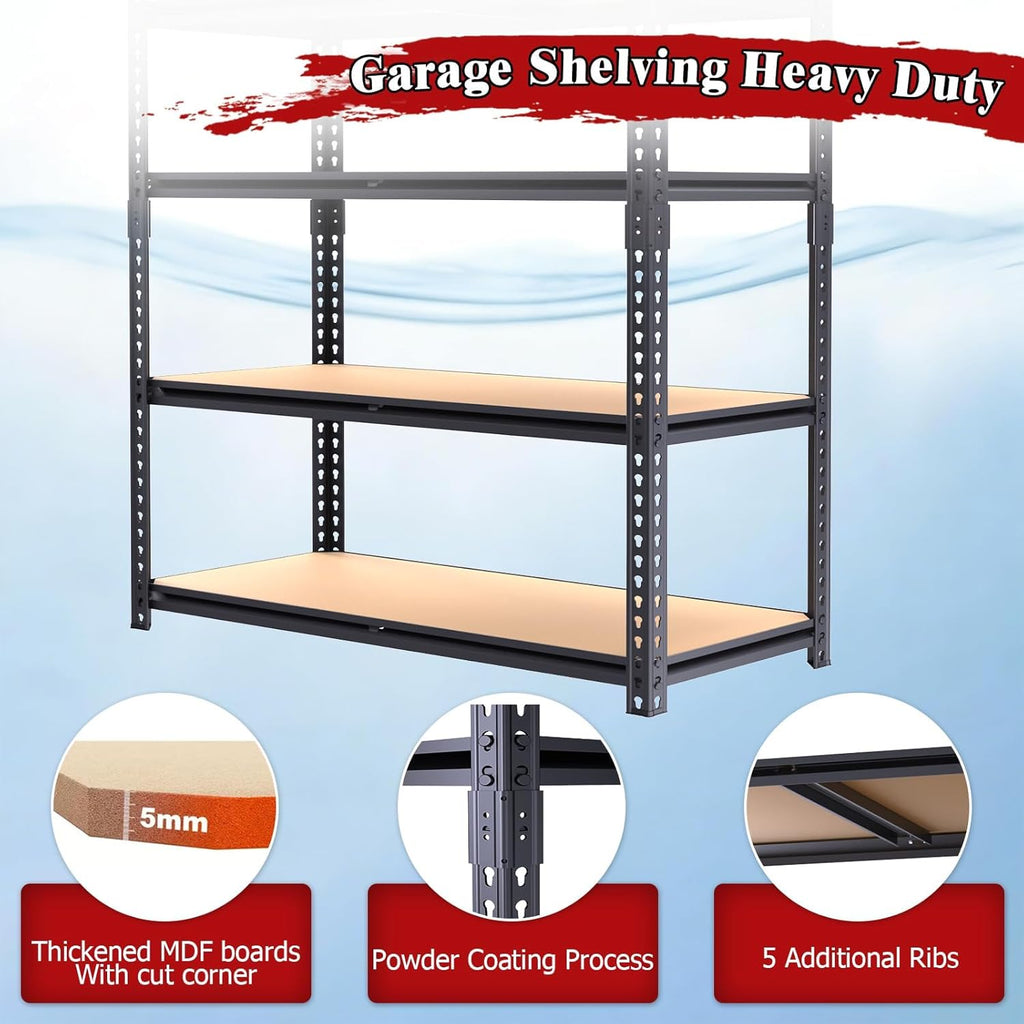 72" H Garage Shelves,Garage Storage Shelves Heavy Duty,2400Lbs Heavy Duty Garage Shelving,Adjustable 5 Tier Shelving for Garage Storage,Warehouse,16"X35.5"X72"