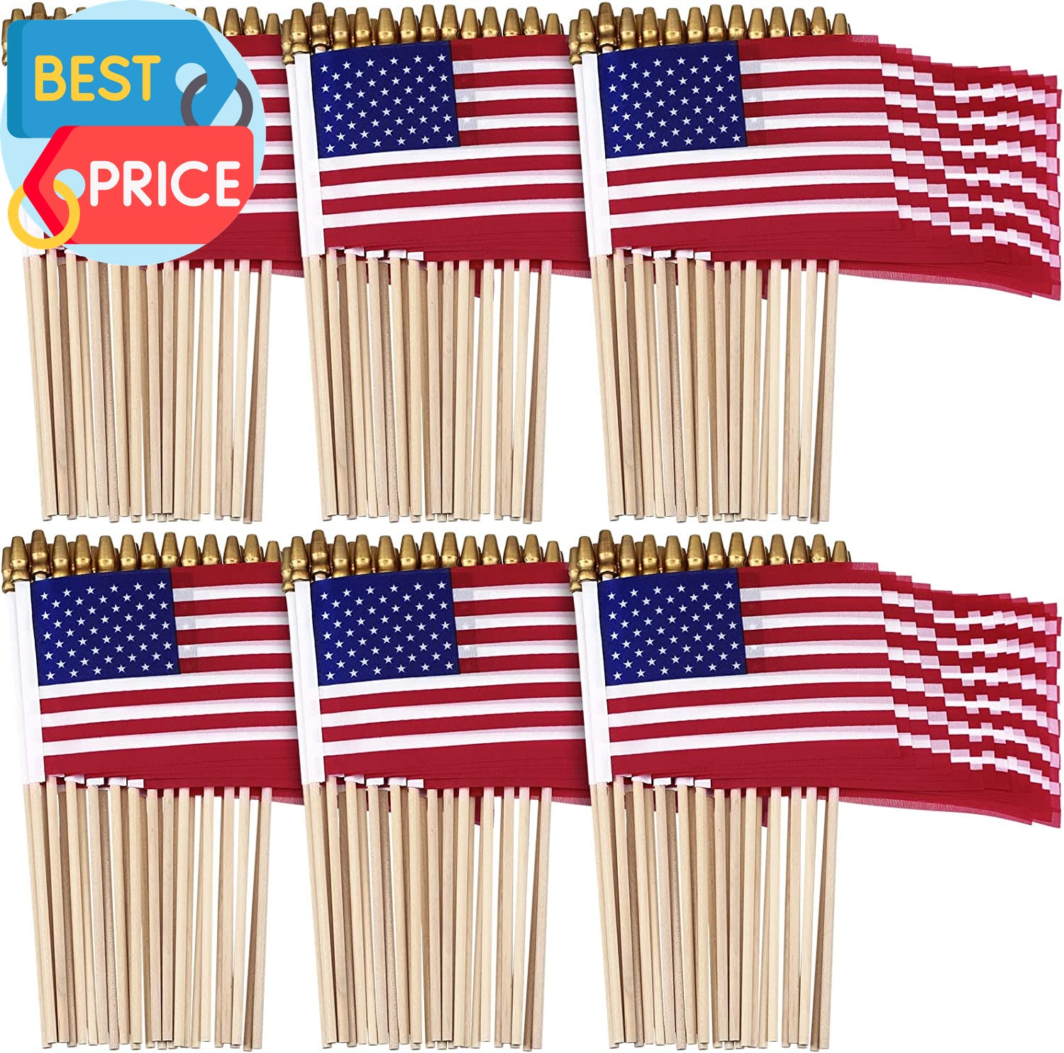 50 Pcs US Stick Flag 8 X 12 Inch Small American Flag Lawn Flags Handheld America