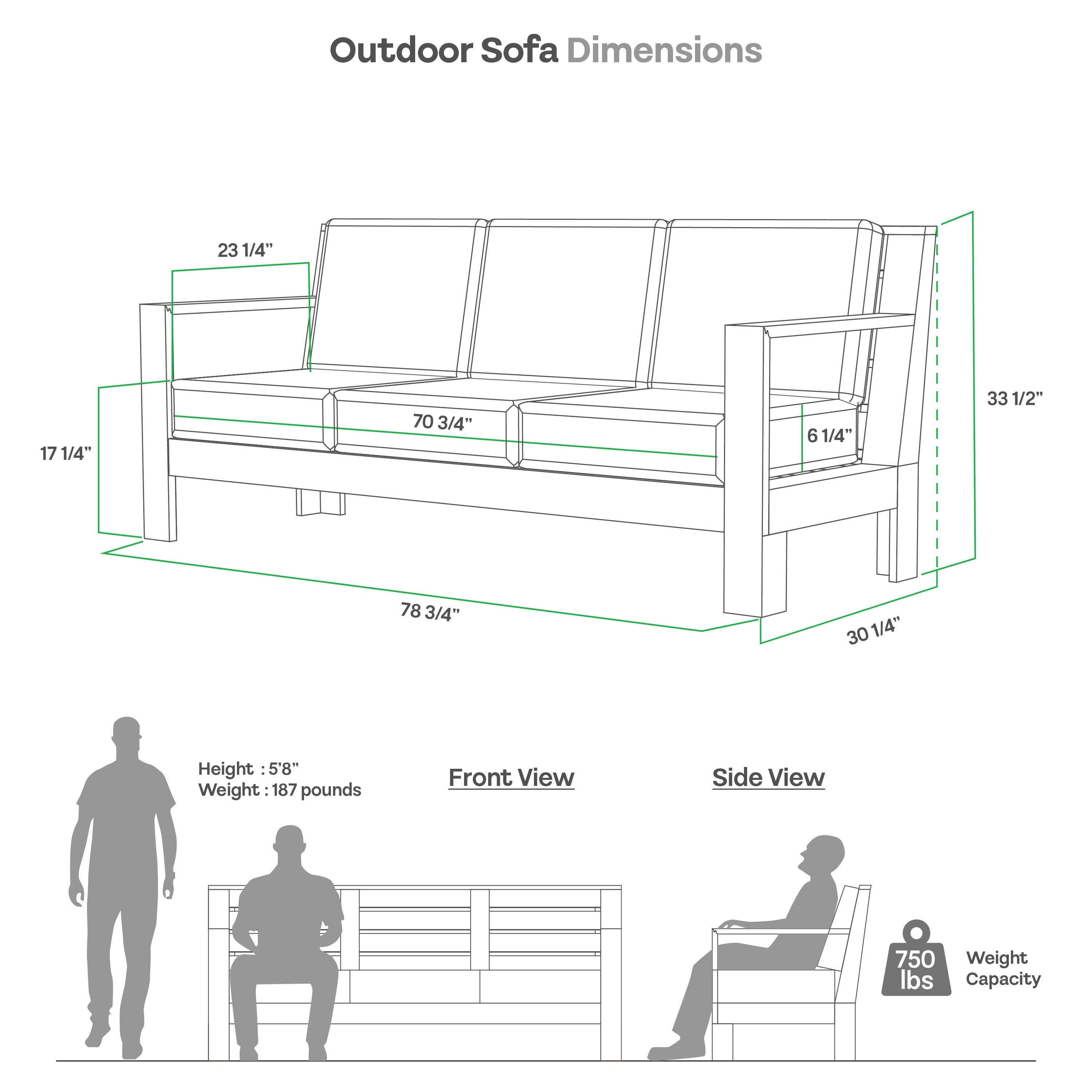 Logan Outdoor Sofa with Tan Cushions and Teak Frame