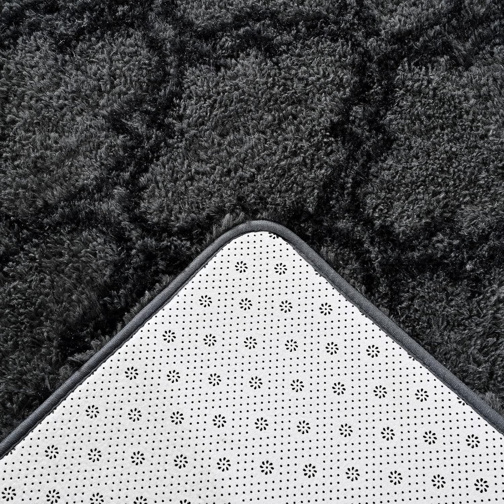 Shag Area Rug Geometric Plush Fluffy Rugs Soft Moroccan Carpets for Bedroom Living Room Floor Mat Home Decor,5X8Ft,Dark Grey/Black