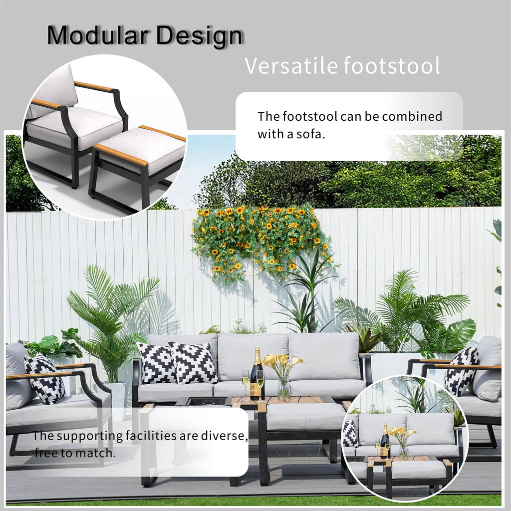 Mella 7 -Piece 2 Patio Sofa Conversation Set with Gray Cushions