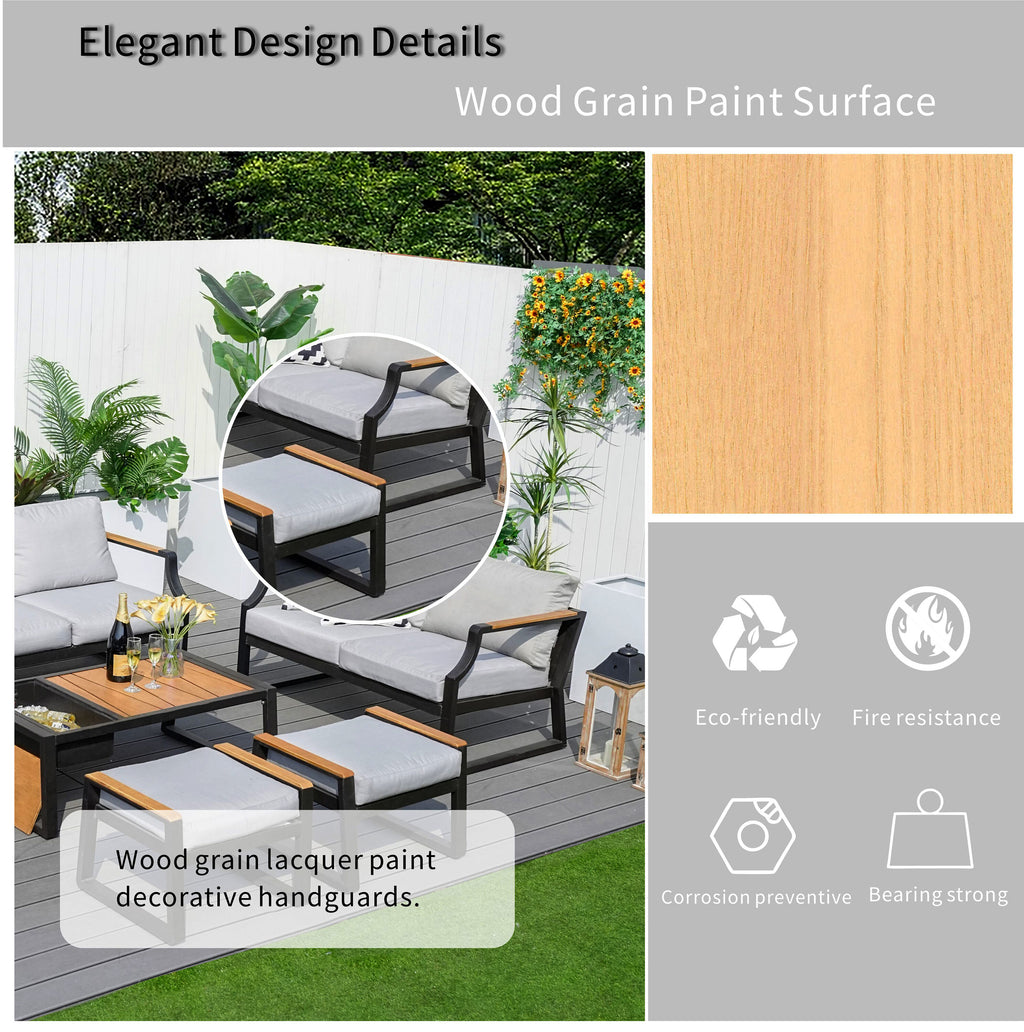 Mella 7 -Piece 2 Patio Sofa Conversation Set with Gray Cushions