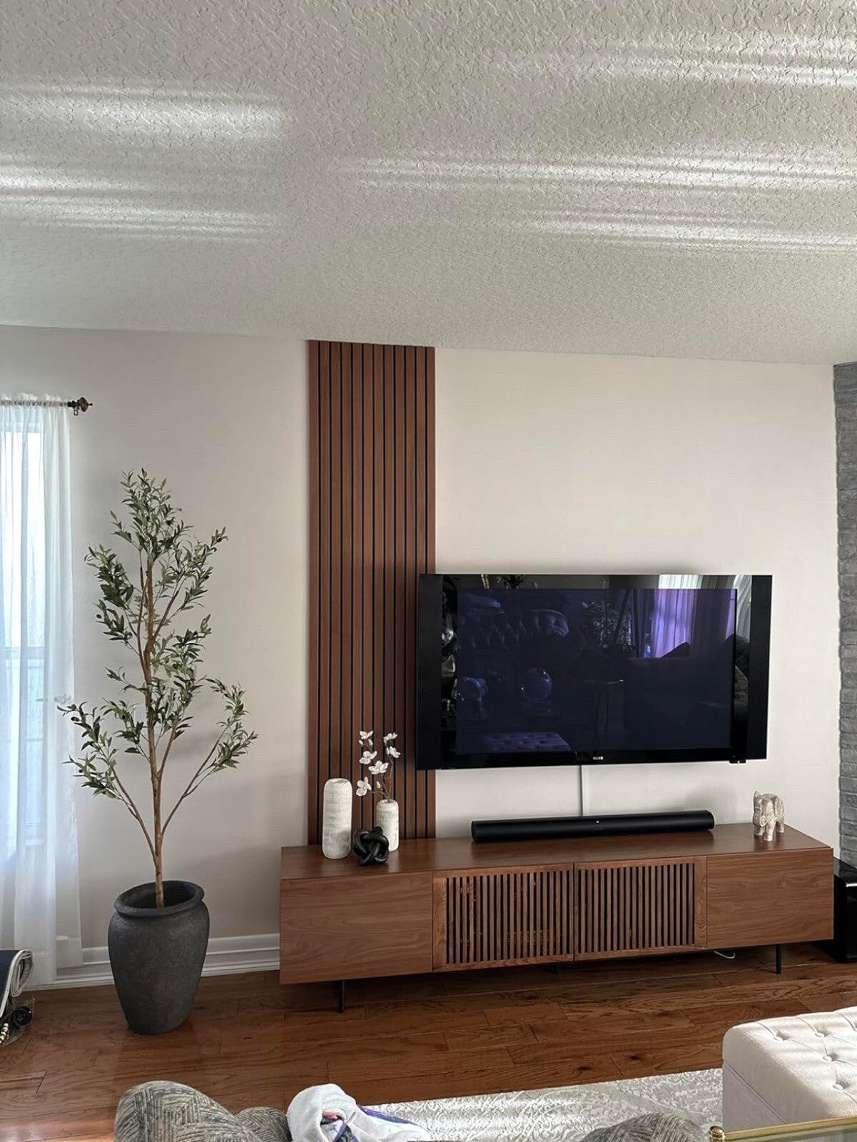 7’ Olive Minimalist Artificial Tree with Natural Trunk Home Decor. Retail $149