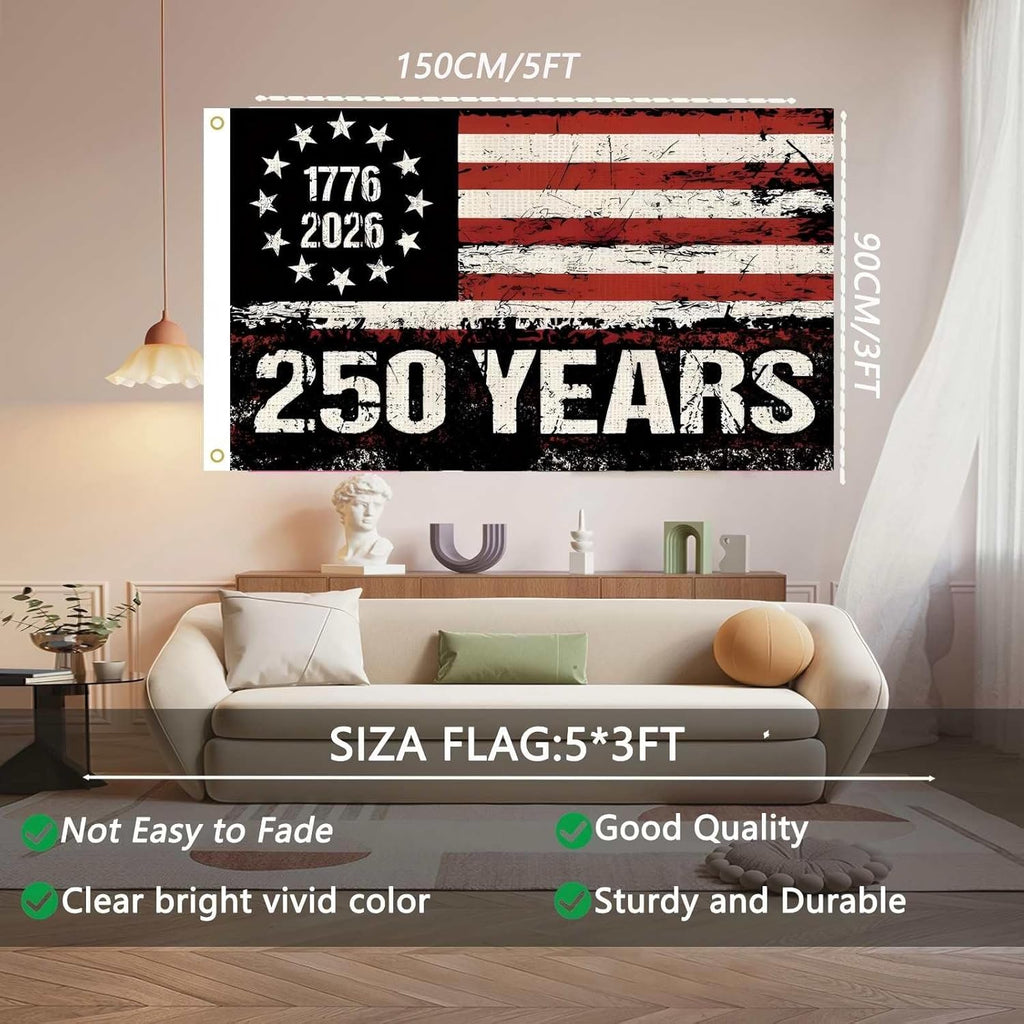 250 Years America Flag, 3X5 Ft, USA 250Th Anniversary Patriotic Design,1776-20