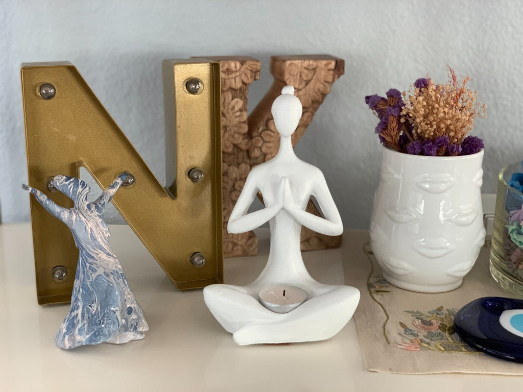 Handmade Yoga Pose Lady Figurine Candleholder - Home Decor, Gift, Meditation