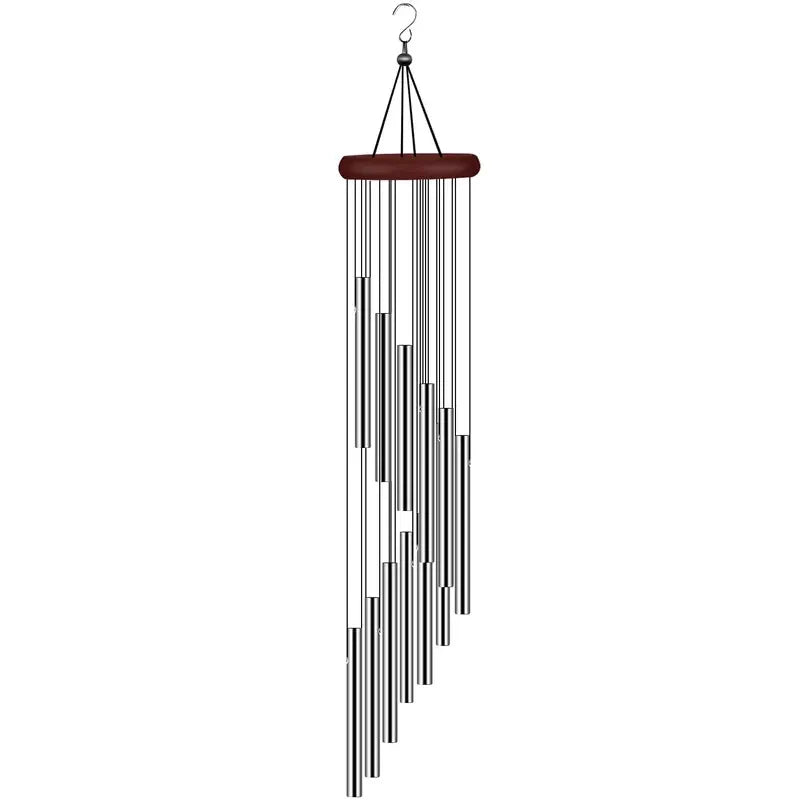 1Piece 12-Tube Aluminum Alloy Wind Chimes Set with Hook Gold/Silver Bells Outdoor Home Wedding Party Memorial Decoration Gifts