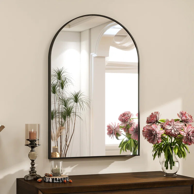Rasto Aluminum Framed Arched Wall Mounted Bathroom Vanity Mirror