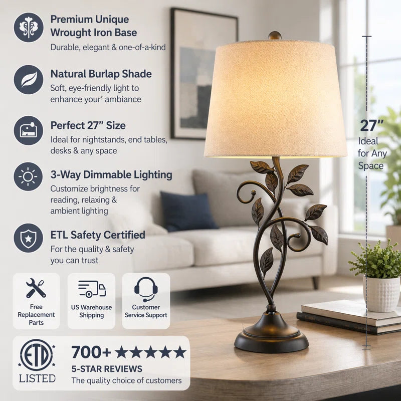 Grinstead 26" Metal Table Lamp Set (Flower, Dimmable) - MCM Vintage Modern Funky Accent Table Lamps for Bedroom Bedside/Nightstand, Living Room & Desk