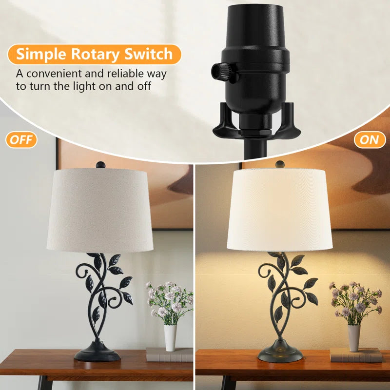 Grinstead 26" Metal Table Lamp Set (Flower, Dimmable) - MCM Vintage Modern Funky Accent Table Lamps for Bedroom Bedside/Nightstand, Living Room & Desk