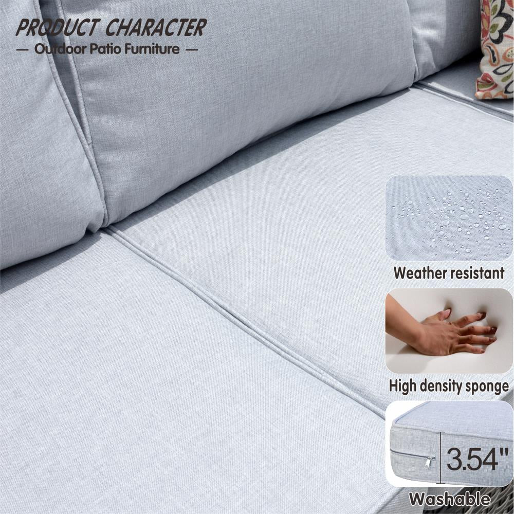 New Vultros Rattan Outdoor Sofa with Light Gray Cushions and Iron Frame
