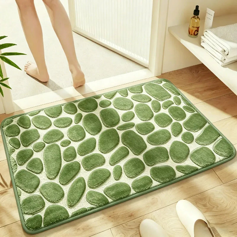 1 Pack Flannel Bathroom Rug, Pebble Embossed, Super Absorbent Non-Slip Soft Mat for Shower, Bathtub & Home Decor