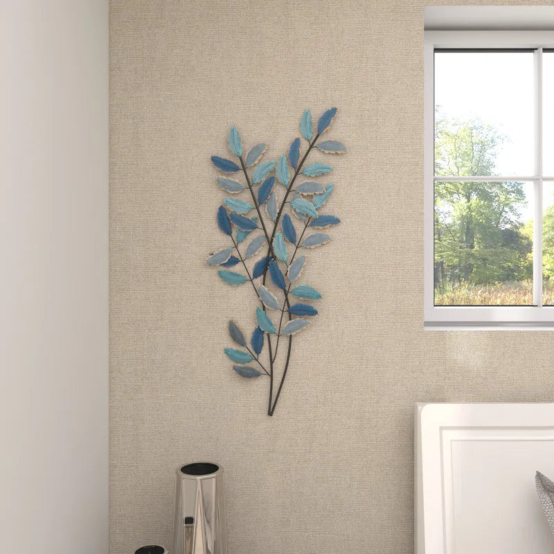 Metal Leaf Home Wall Decor with Gold Accents
