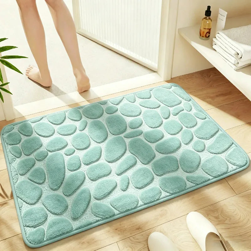 1 Pack Flannel Bathroom Rug, Pebble Embossed, Super Absorbent Non-Slip Soft Mat for Shower, Bathtub & Home Decor