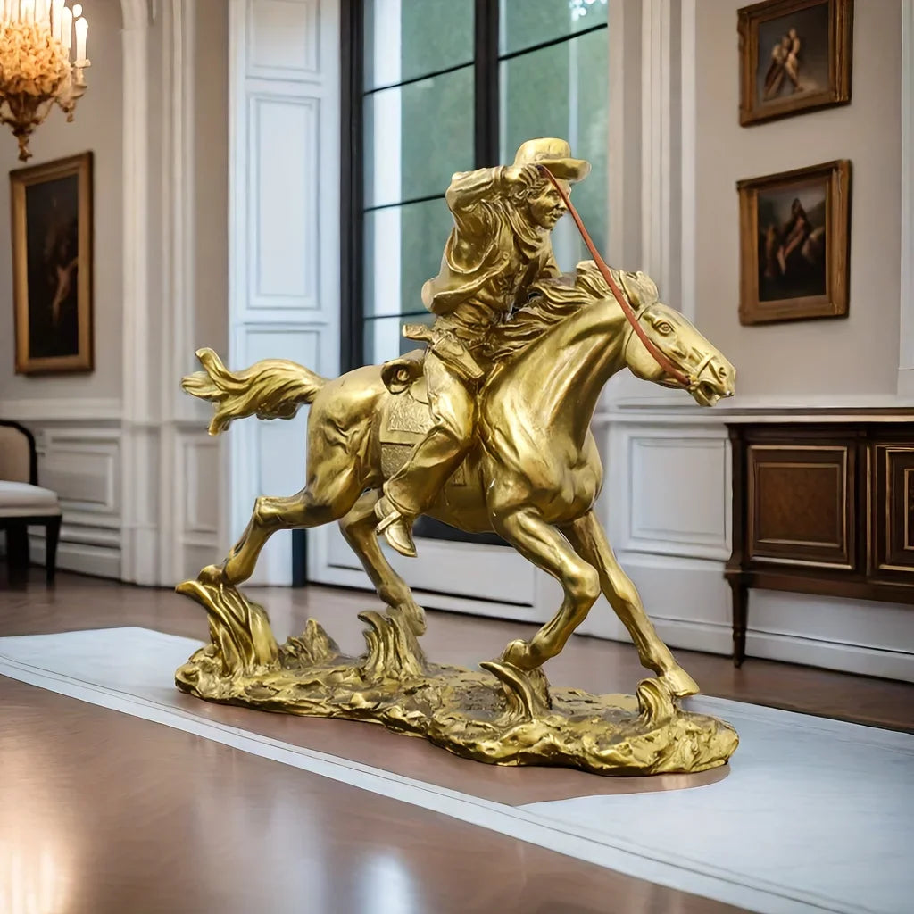 1Pc Horse Statue Home Decor Cowboy Resin Horseman Decorative Crafts Living Room Porch Home Furnishings Home Decoration
