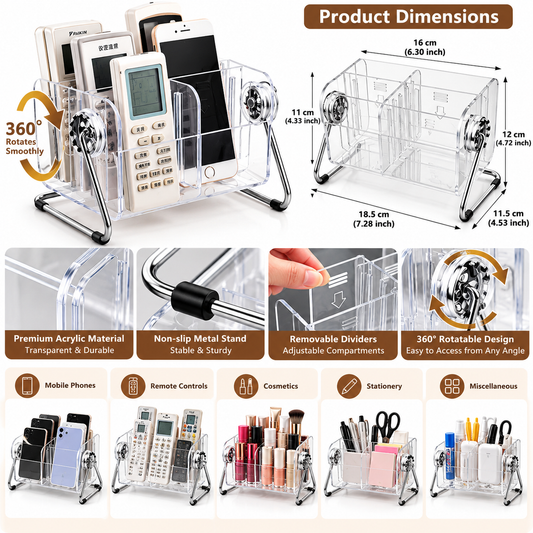 Clear Remote Control Storage Box Organizer
