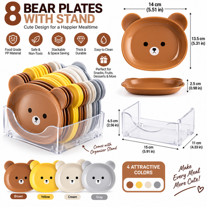 Creative Bear Snack & Fruit Dish Set – 8 Pcs Drop-Proof Tray