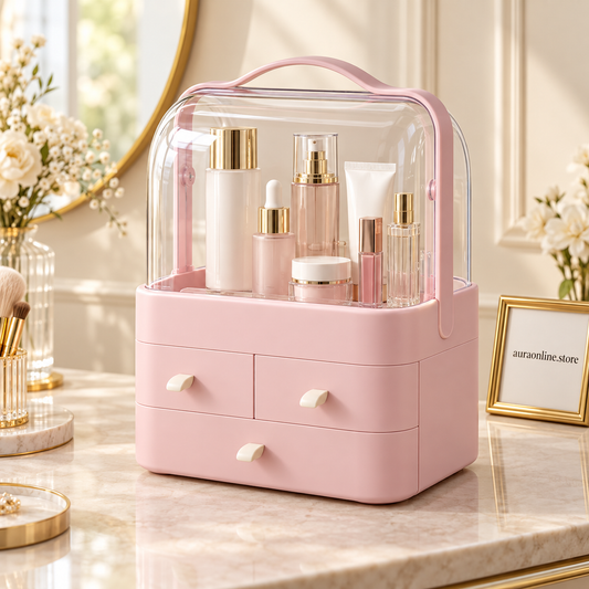 Double Sided Cosmetic Storage Box with Handle