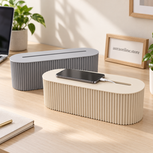 Nordic Cable Organizer Box – Power Strip & WiFi Router Shelf with Cable Management