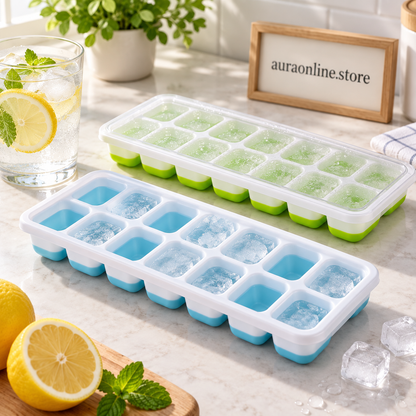14-Grid Ice Cube Tray with Lid