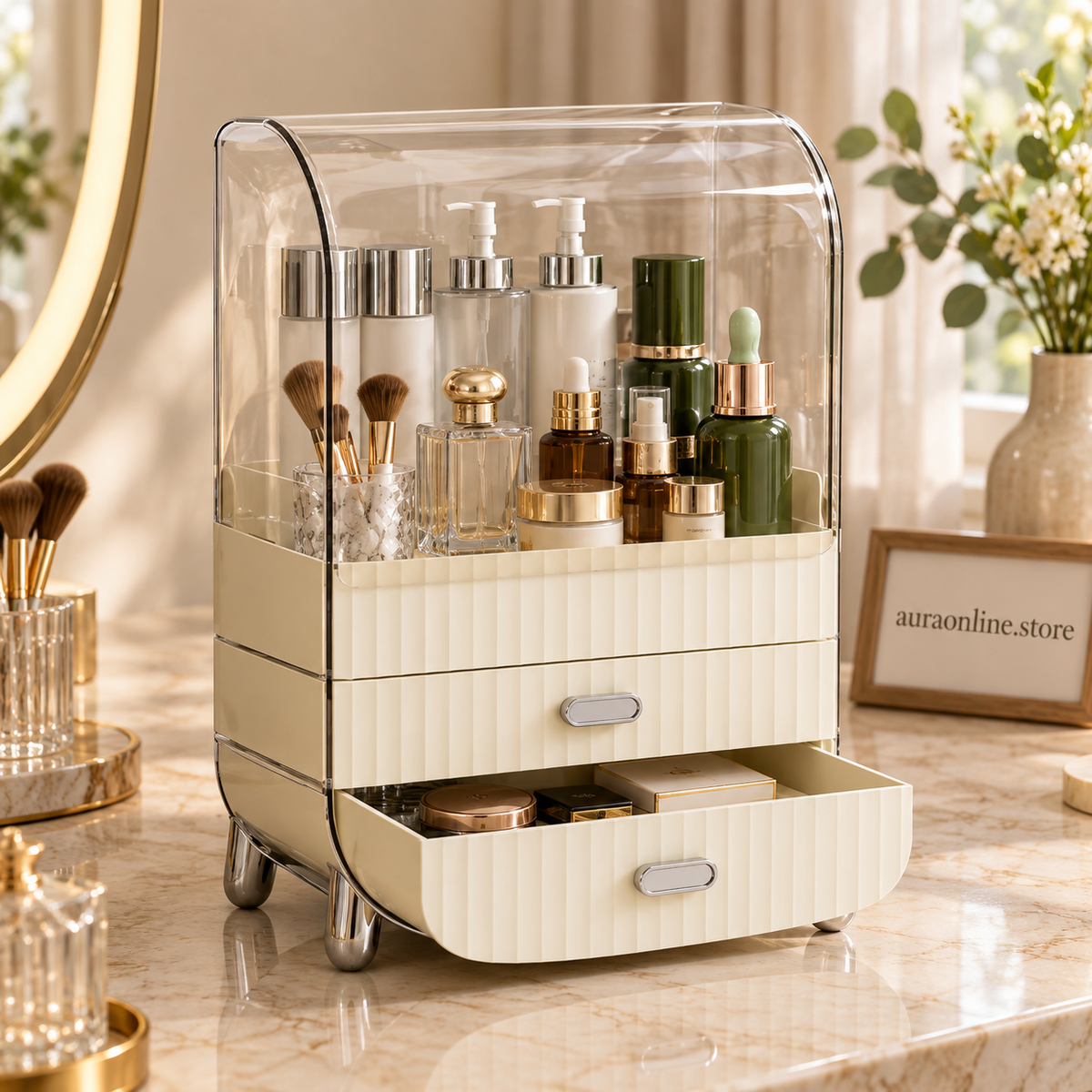 Dust Proof Makeup Organizer with Drawers