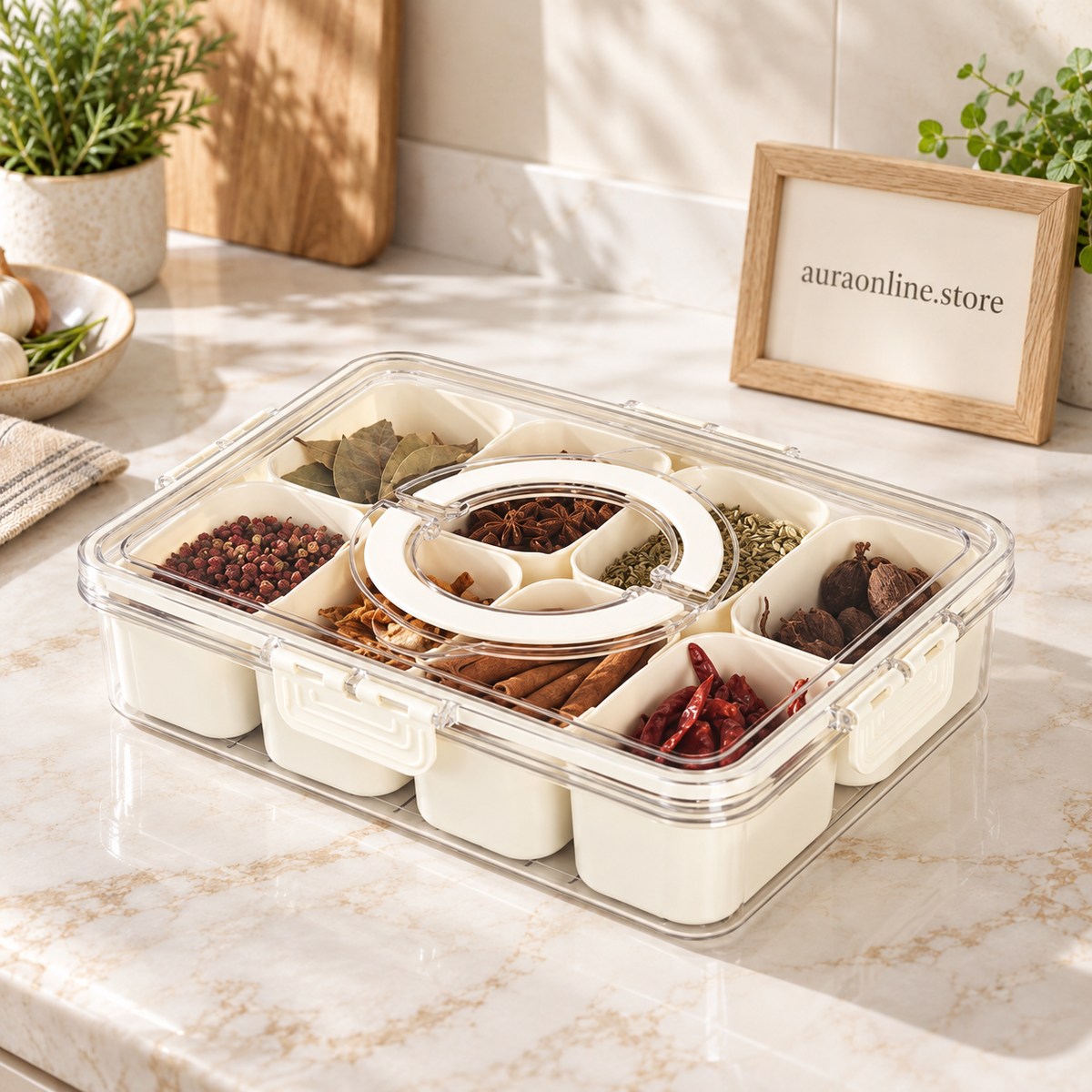 Nordic Rotating Petal Dry Fruit Box – Creative Multi-Compartment Snack Tray