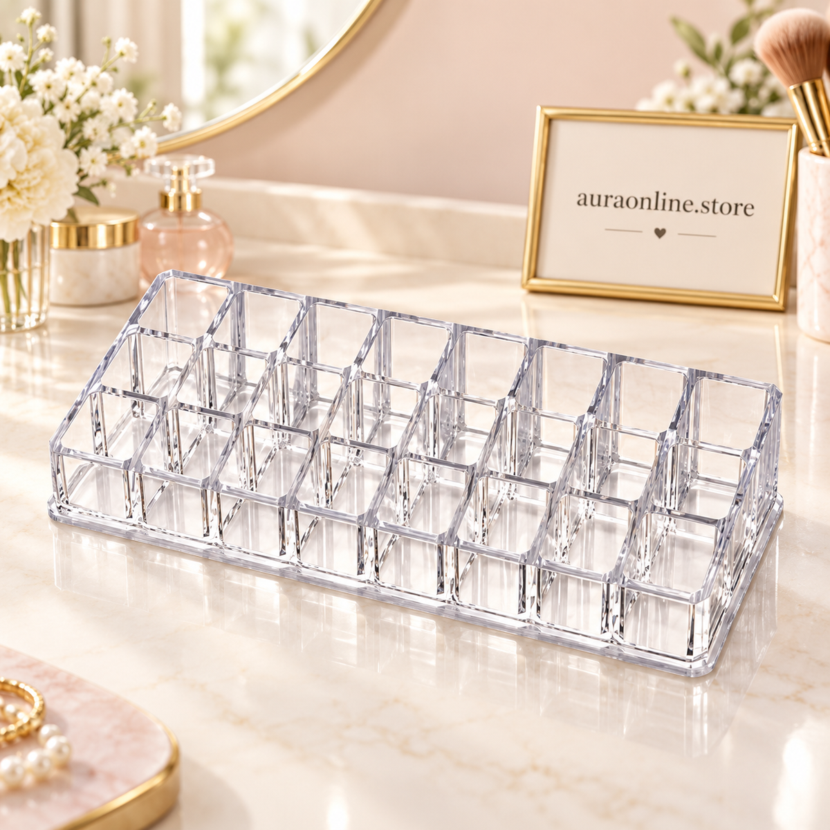 24 Slot Lipstick Holder – Acrylic Makeup Organizer
