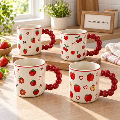 Aesthetic Ceramic Bubble Handle Mug Set - Trendy Coffee Cup(each)
