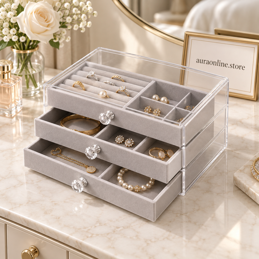 Acrylic Jewellery Organizer with 3 Drawers for Stylish Storage