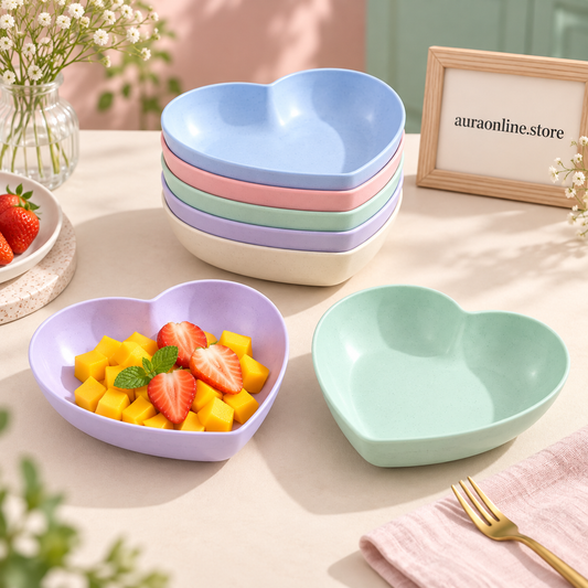 Pack of 10 Colorful Heart Dish Pack Plastic Plates