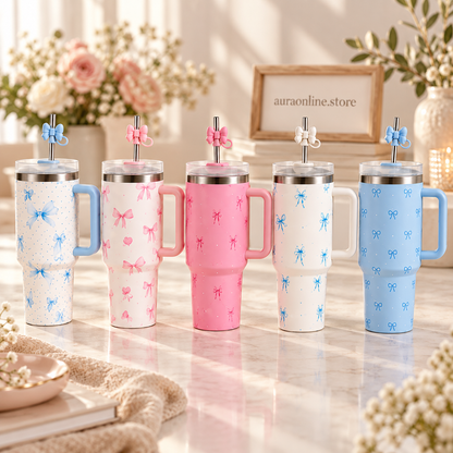1200ml Bow Design Vacuum Tumbler with Handle