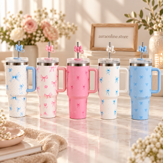 1200ml Bow Design Vacuum Tumbler with Handle