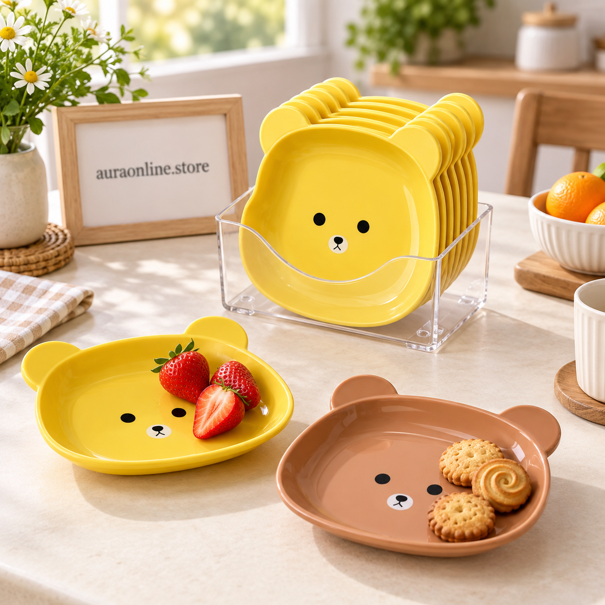Creative Bear Snack & Fruit Dish Set – 8 Pcs Drop-Proof Tray