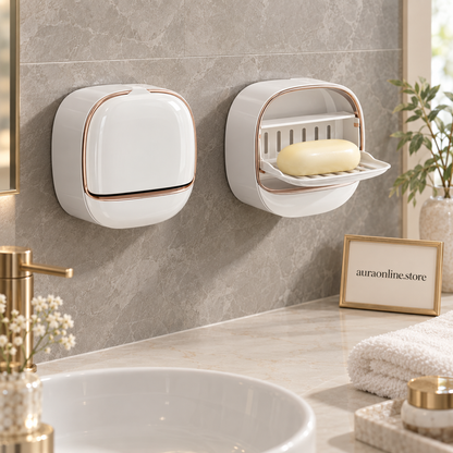 Luxury Wall Mounted Soap Box with Lid – Waterproof ABS Bathroom Holder
