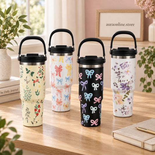 900ml Bow Design Vacuum Tumbler with Handle