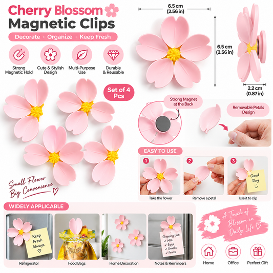 Sakura Magnetic Fridge Seal Clip - Petal Snack Bag Clip & Flower Fridge Decoration
