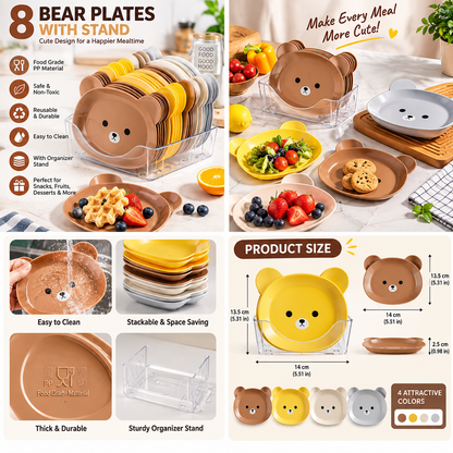 Creative Bear Snack & Fruit Dish Set – 8 Pcs Drop-Proof Tray