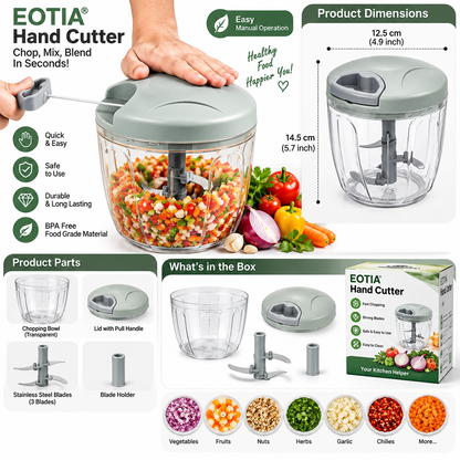 Spin Blade Chopper – Manual Vegetable Cutter