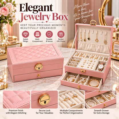 Multi-Layer Jewelry Storage Case with Drawers