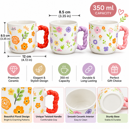 Aesthetic Ceramic Heart Handle Mug Set - Trendy Coffee Cup(each)