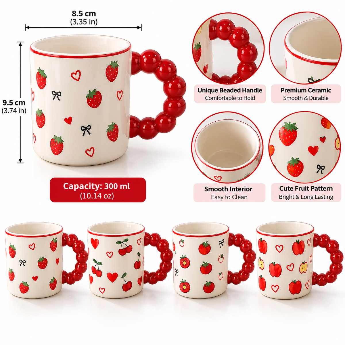Aesthetic Ceramic Bubble Handle Mug Set - Trendy Coffee Cup(each)