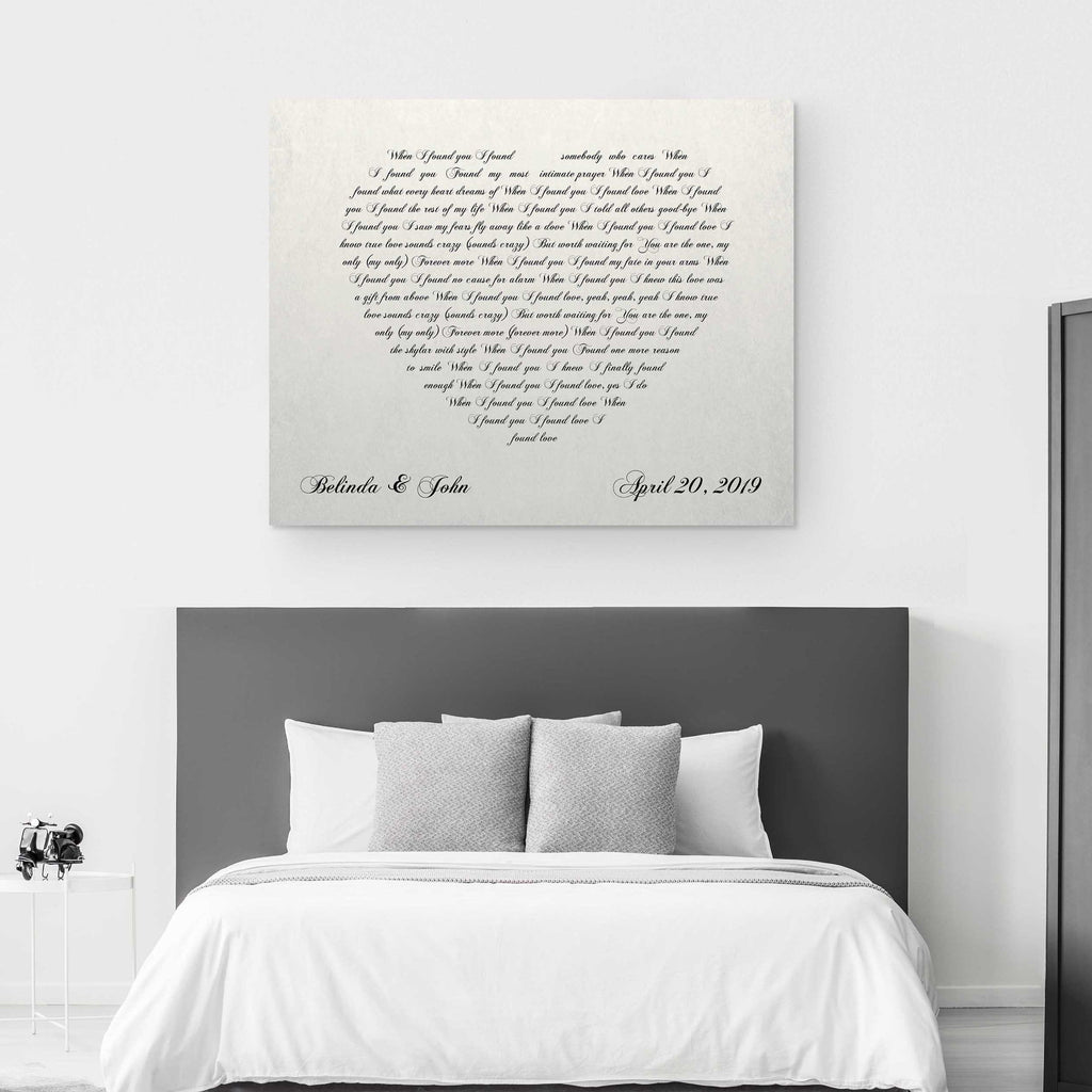 Lyrics In A Heart Canvas - Personalized Canvas
