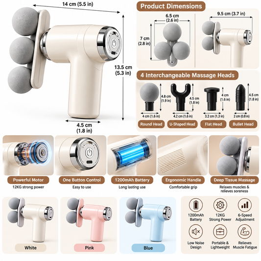 Electric Muscle Relaxation Massager with 3 Heads