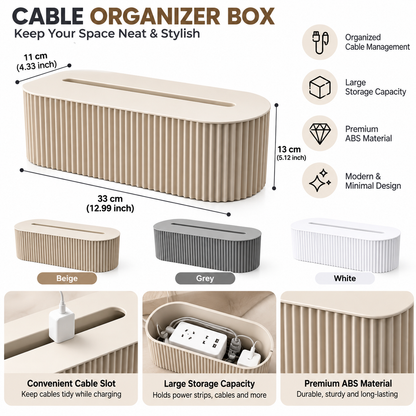 Nordic Cable Organizer Box – Power Strip & WiFi Router Shelf with Cable Management