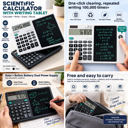 12-Digit LCD Desktop Calculator with Integrated Writing Tablet