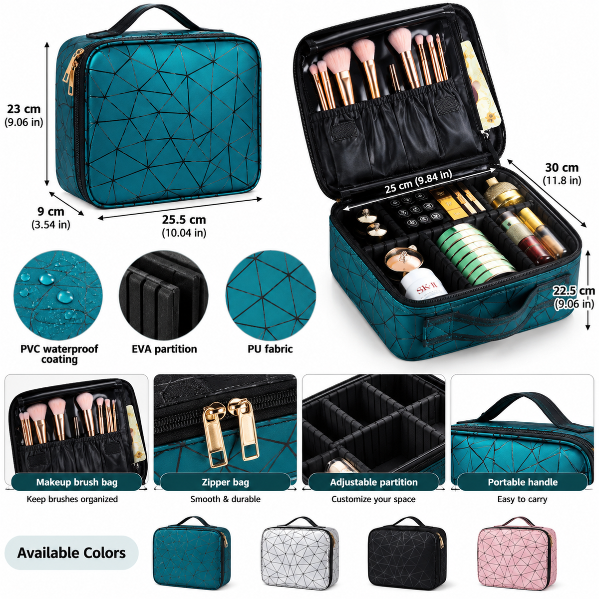 Diamond Cut Cosmetic Bag for Makeup and Essentials