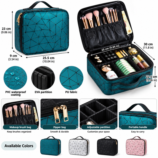 Diamond Cut Cosmetic Bag for Makeup and Essentials