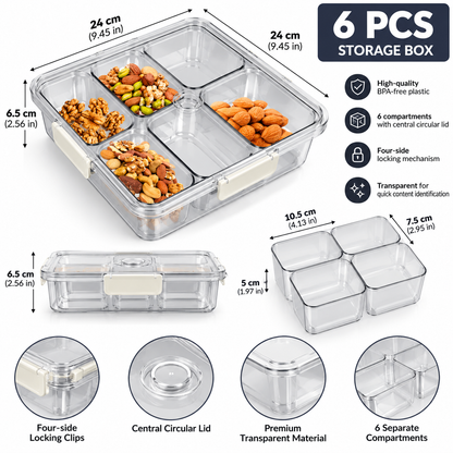 Nordic Rotating Petal Dry Fruit Box – Creative Multi-Compartment Snack Tray